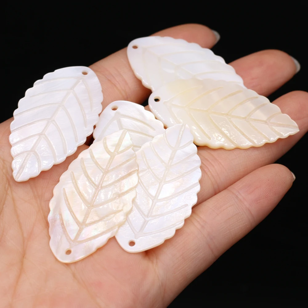 10Pcs Natural Freshwater White Shell Pendant Leaf-Shaped Loose Beads For Jewelry Making DIY Necklace Earrings Accessory