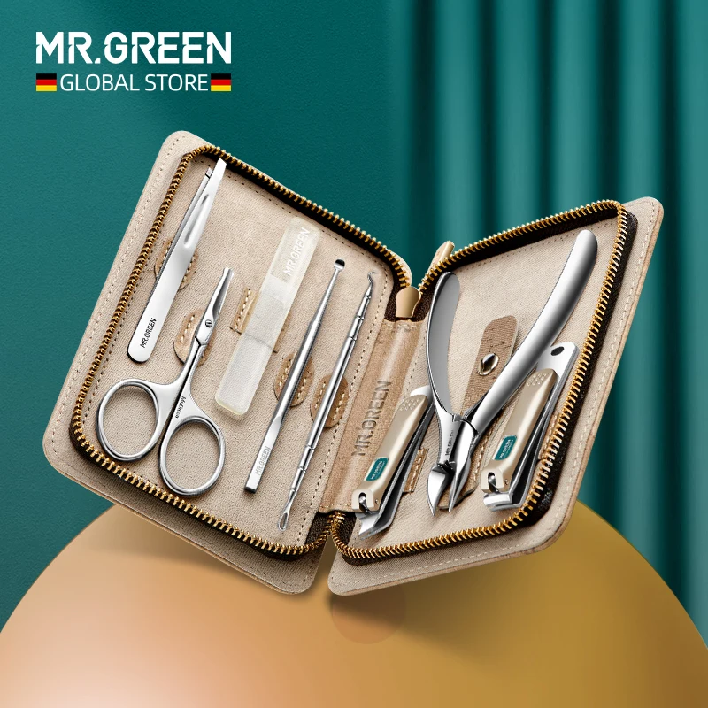 

MR.GREEN Manicure Set Pedicure Sets Nail Clipper Stainless Steel Professional Nail Cutter Tools with Travel Case Kit