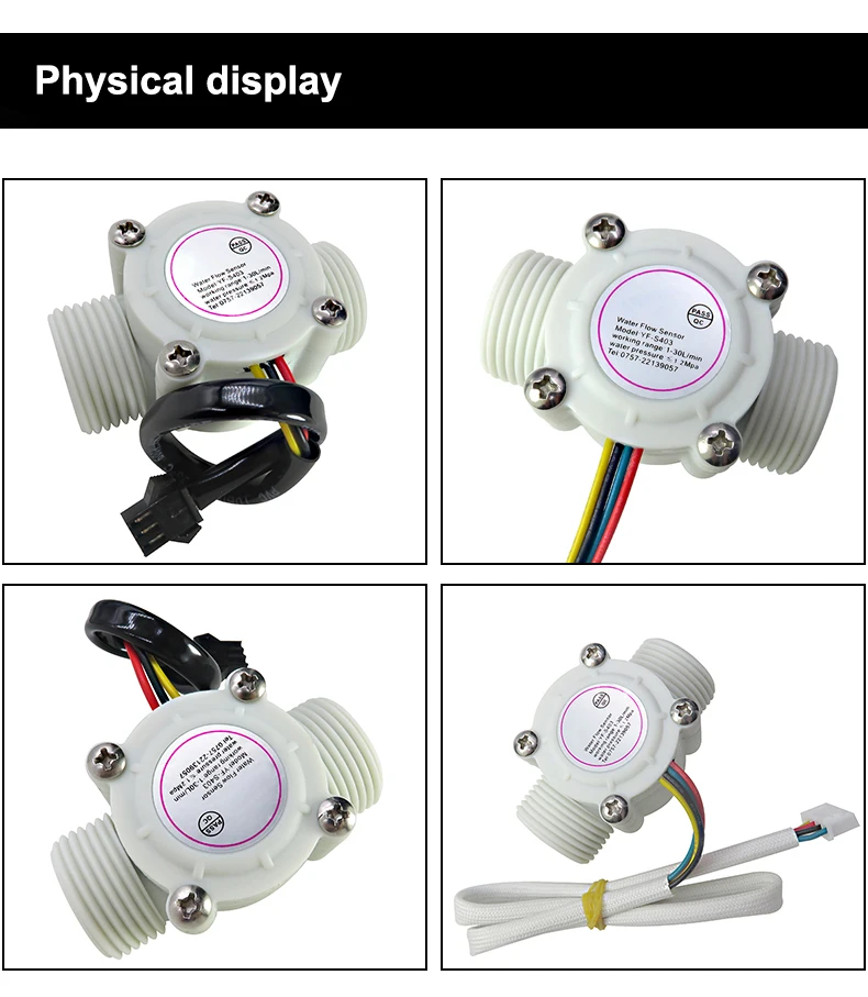 3/4 "Wasserdurchflusssensor Hall-Sensor Automatischer Wasserautomaten Turbinen-Durchflussmesser DC3,5 ~ 24 V mit Temperaturinduktion – Detail 7
