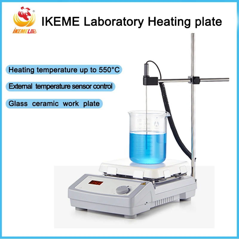 Lab Heating Plate HP550-S LED Digital Glass Ceramic Workbench Beaker Flask Heating 550°C Electric Heating Plate Lab Equipment