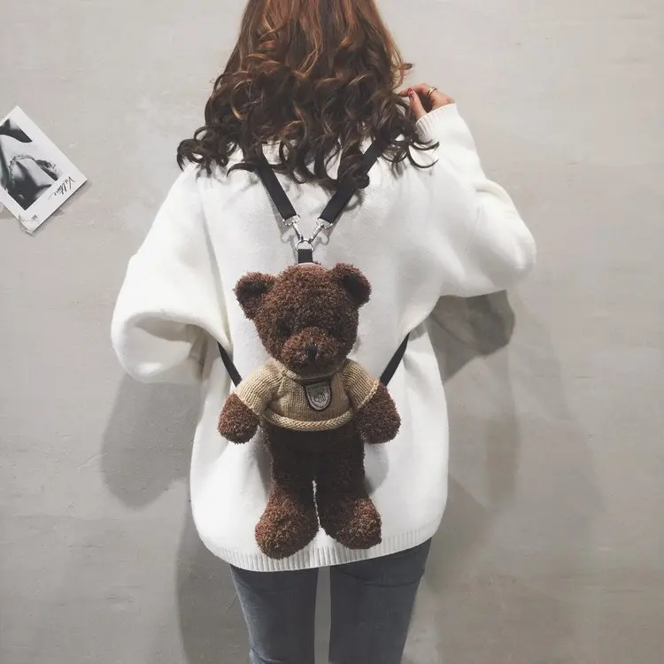 New Style Teddy Bear Doll Plush Backpacks for Adult Bear Backpack Dog Koala Plush Women Bag Gift for Girls Animals Doll Backpack