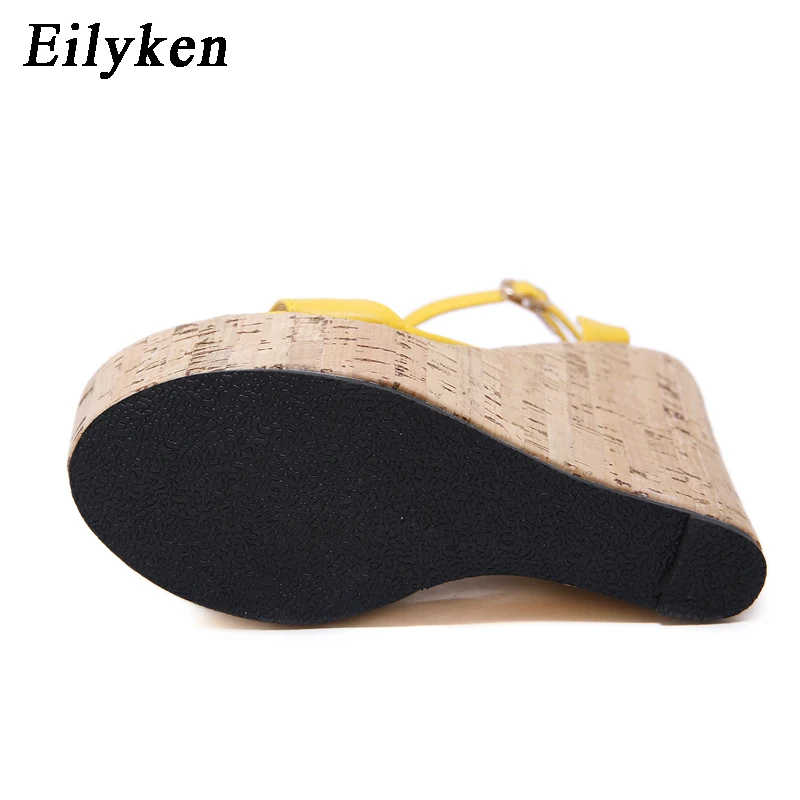 Eilyken Open Toe Ankle Strap Platform Wedges Women Sandals Super High Cover Heel Gladiator Buckle Ladies Summer Shoes