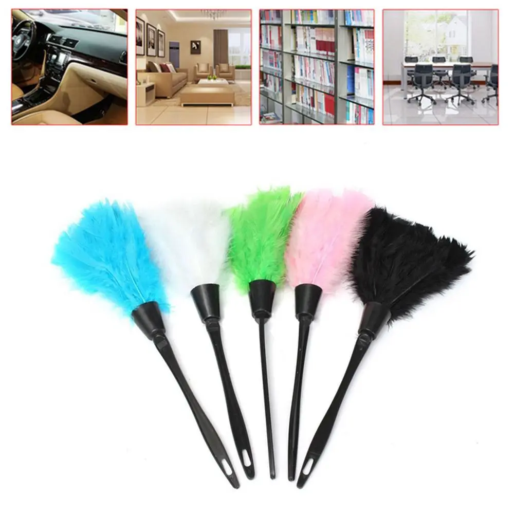 New Portable Anti-static Plastic Handle Cleaner Turkey Feather Duster Home Cleaning