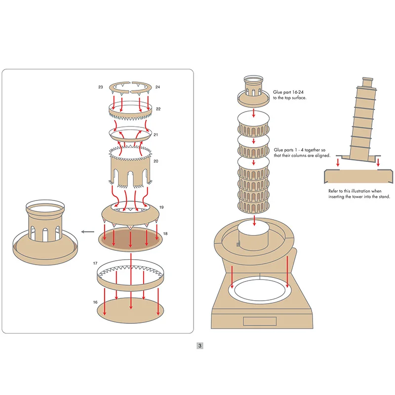 Italien Schiefer Turm von Pisa Mini 3D Papier Modell Haus Papercraft DIY Kunst Origami Gebäude Teenager Erwachsene Handgemachte Handwerk Spielzeug QD-170