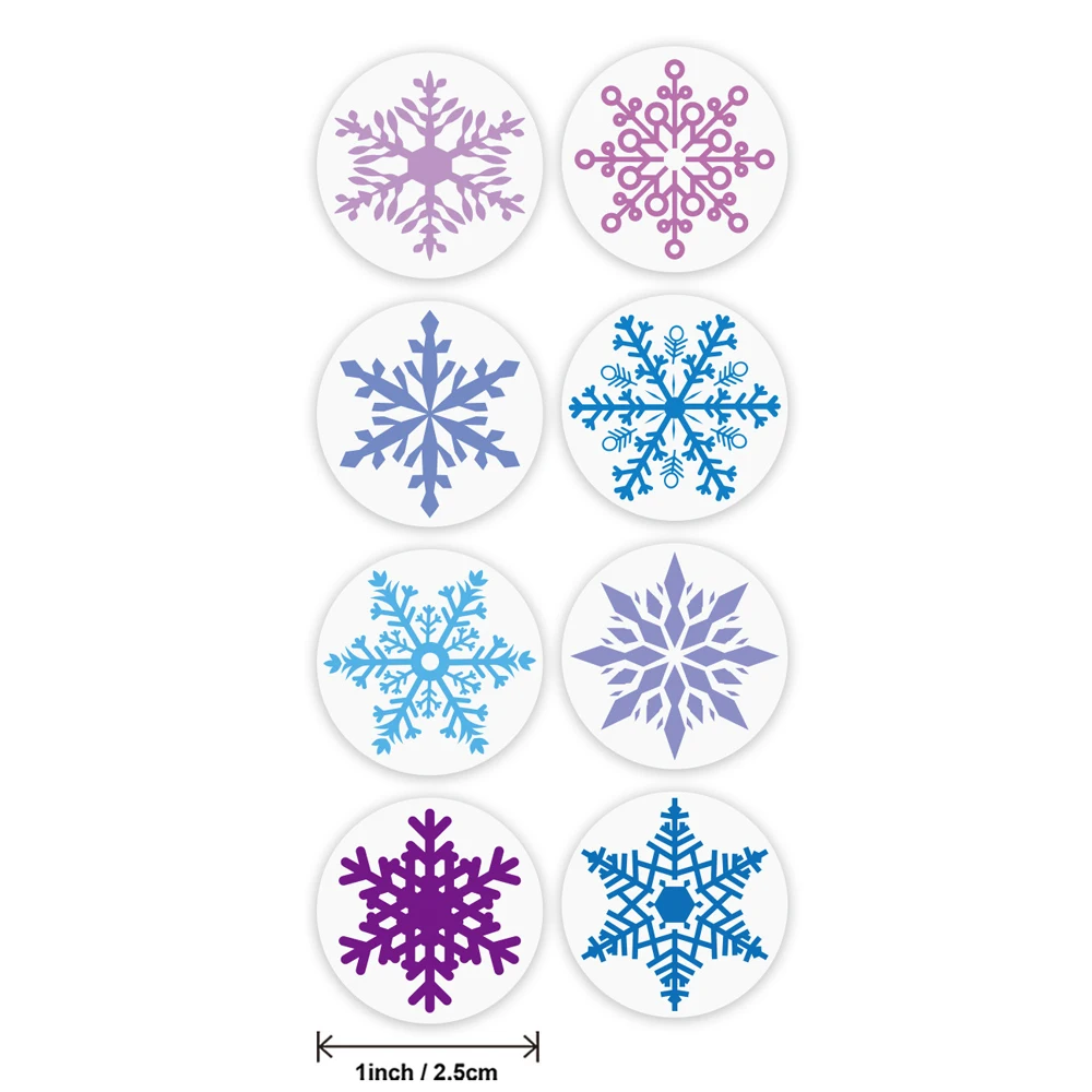 100-500Pcs Snowflake Merry Christmas Stickers Candy Bag Envelopes Sealing Label Sticker Christmas Gifts Box Decorations