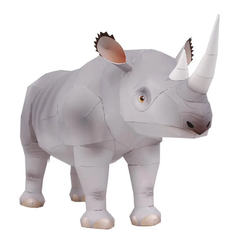 Rhinoceros Hook-lipped Handmade Origami Art Folding Mini 3D Paper Model Papercraft Animal DIY Teens Adult Craft Toys QD-077