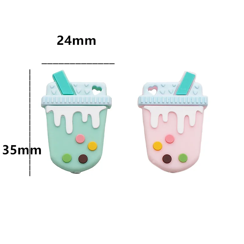 Chenkai 5PCS Silicone Milky Tea Beads Baby Cute Teething Beads Colorful Oral Care For DIY Newborn Teether Pendant  Shower Gift