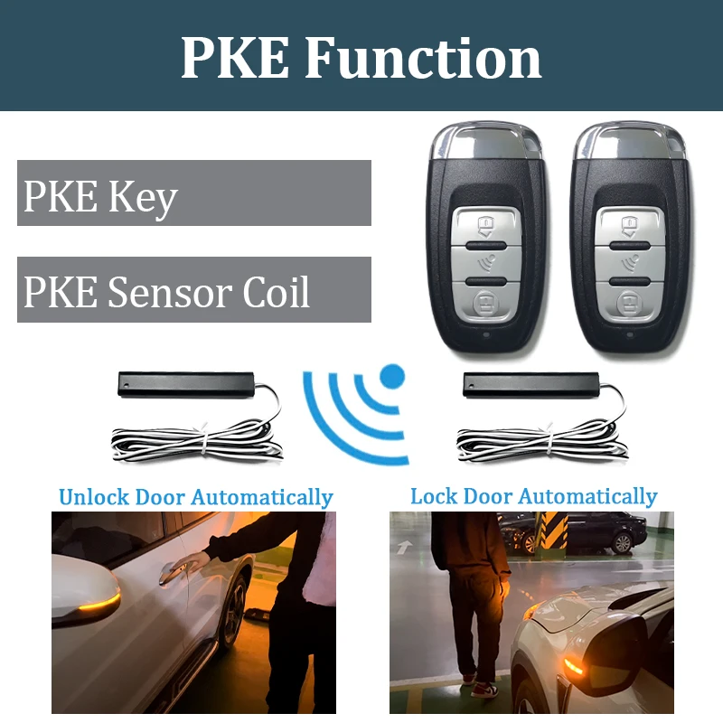 Sinovcle Car Alarm Remote Control PKE Car Keyless Entry Engine Start Alarm System Push Button Remote Starter Stop Auto