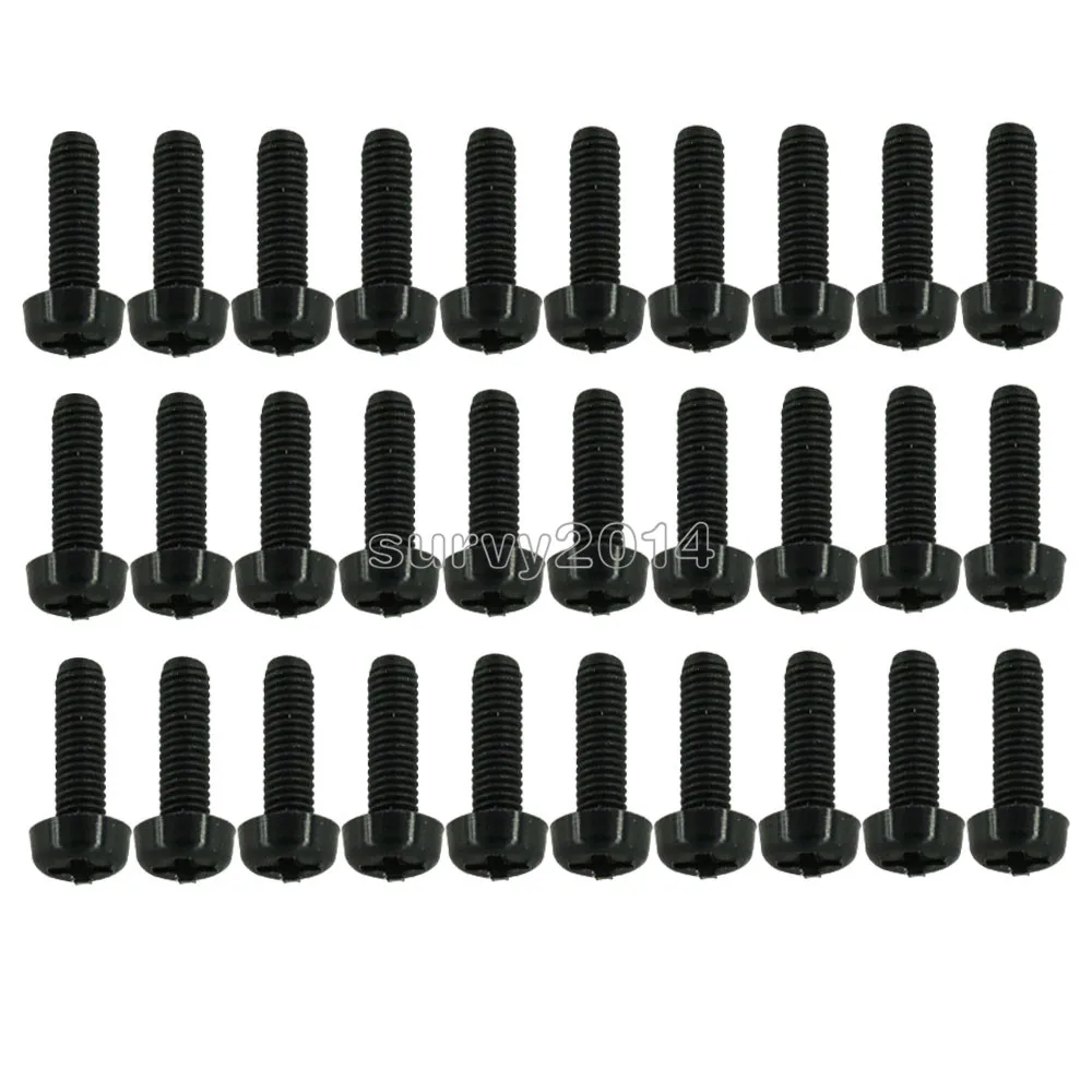 20 قطعة M3x10mm مسامير النايلون الأسود عموم الرأس