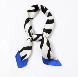 Yishine 70x70CM 5 kolory 2021 jedwabny szal Zebra drukuje Satin kobiety chustka Hairband Lady szef okłady kobieta szal szalik