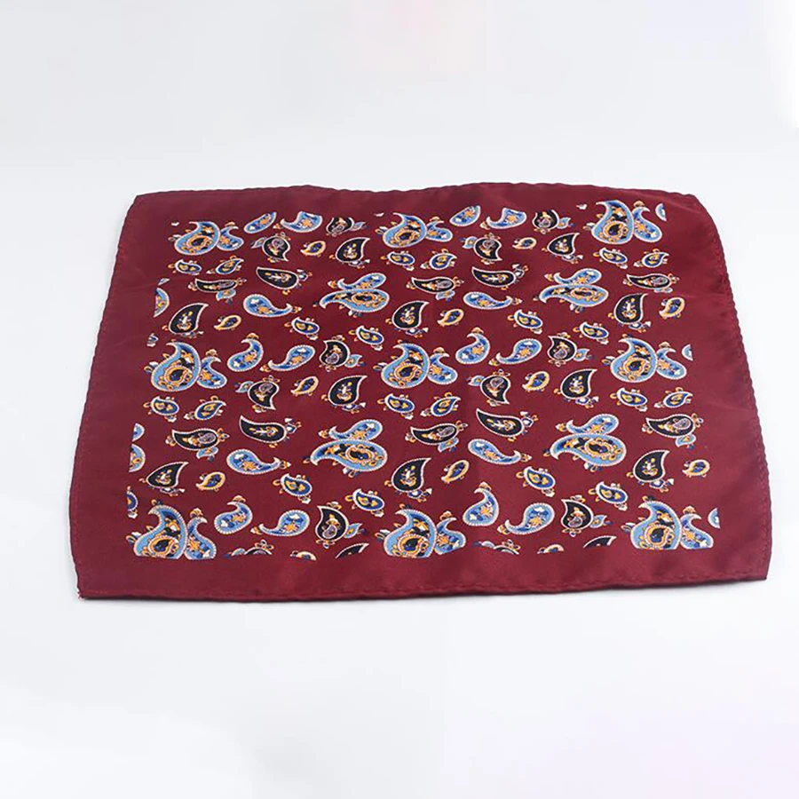 Ricnais – mouchoir à points Paisley pour hommes, 25x25cm, rouge, bleu marine, jacquard, poche, costume carré, serviette de poitrine, mariage