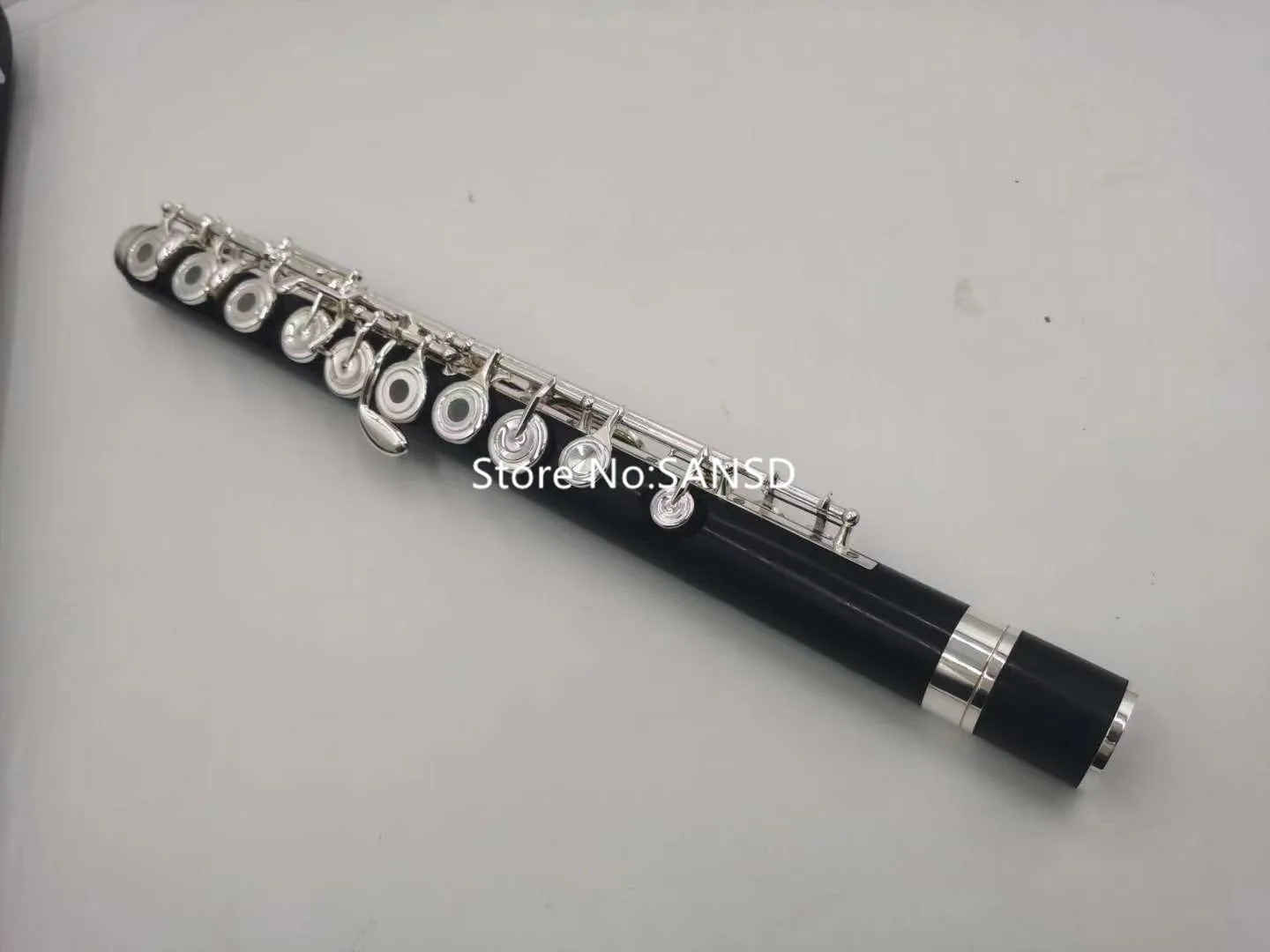 Flute 17 key Open hole C key B foot Ebony Wood Silver Plated Keys with Case Cleaning Cloth Free Shipping