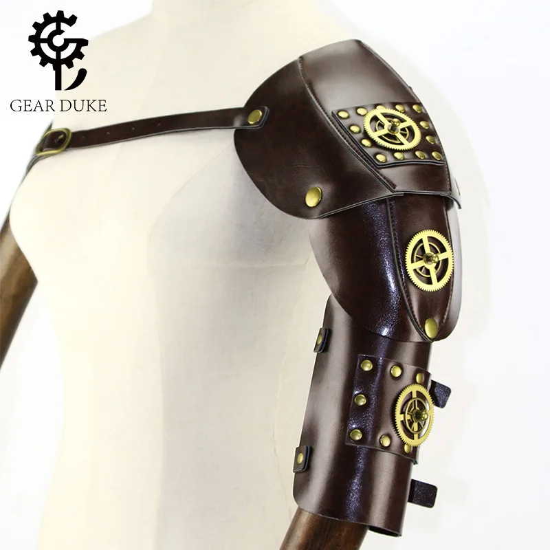 Medieval Retro Steampunk Changeable Armband Unisex Bracelet Halloween Cosplay Prop Faux Leather Bandage Arm Ring Wristband