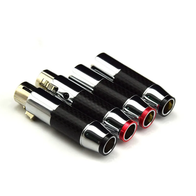 HIFI Audio Jack Black Carbon Fiber Rhodium Plated Female Male 3 Pins XLR Plug Connectors