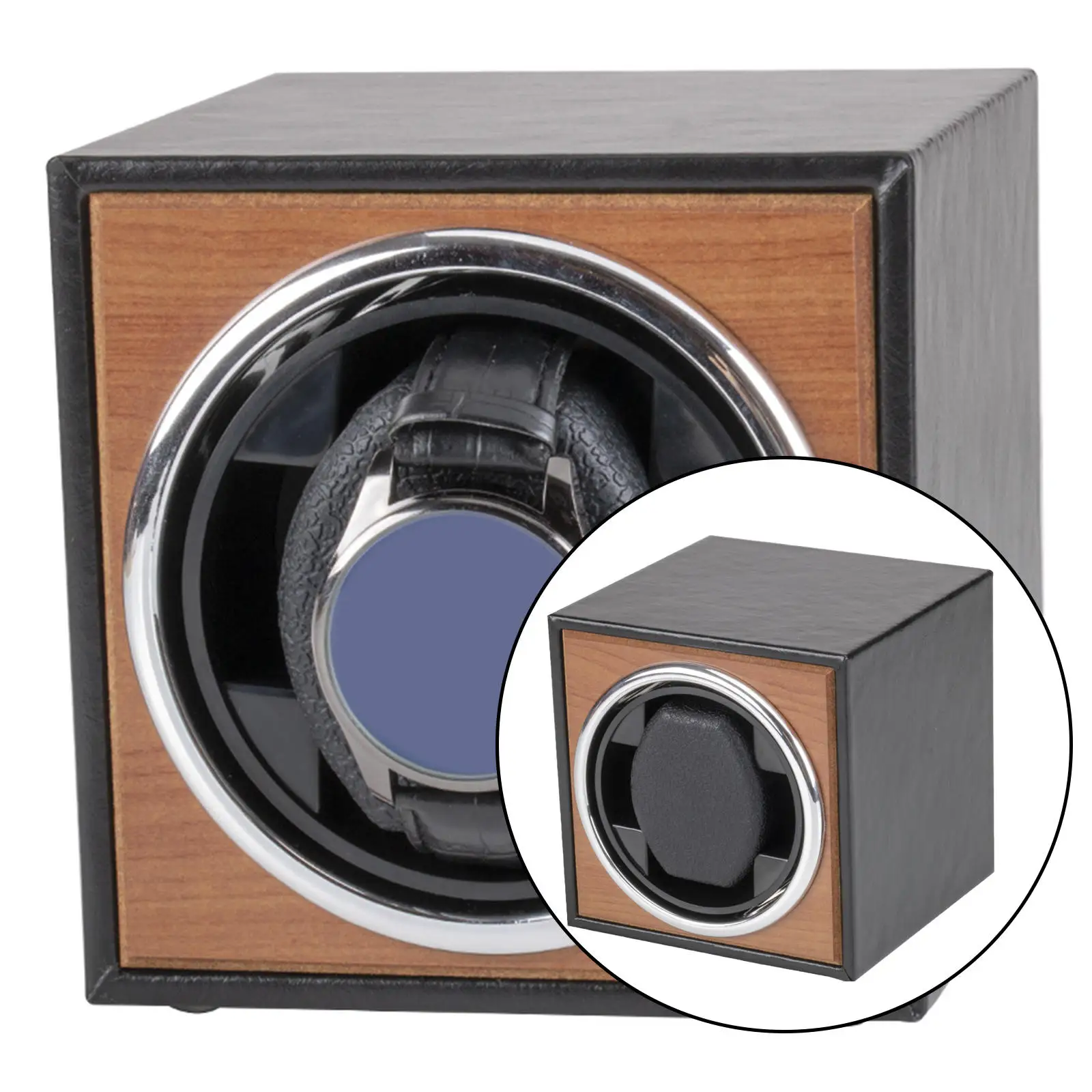 USB Battery Powered Single Watch Winder Winding Box PU Leather 2 Rotation Modes for Mechanical Watch Wristwatch Bedroom Gifts