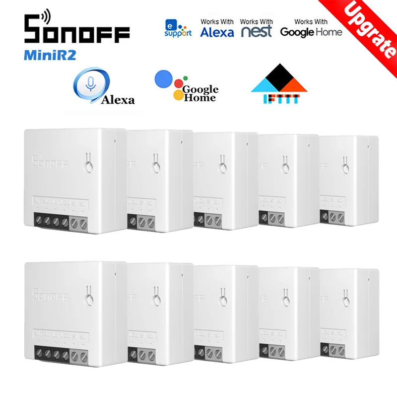 1/20 Pcs SONOFF MINIR2 Wifi Mini Switch Timer Wireless Switches Smart Home Automation Compatible With EWelink Alexa Google Alice