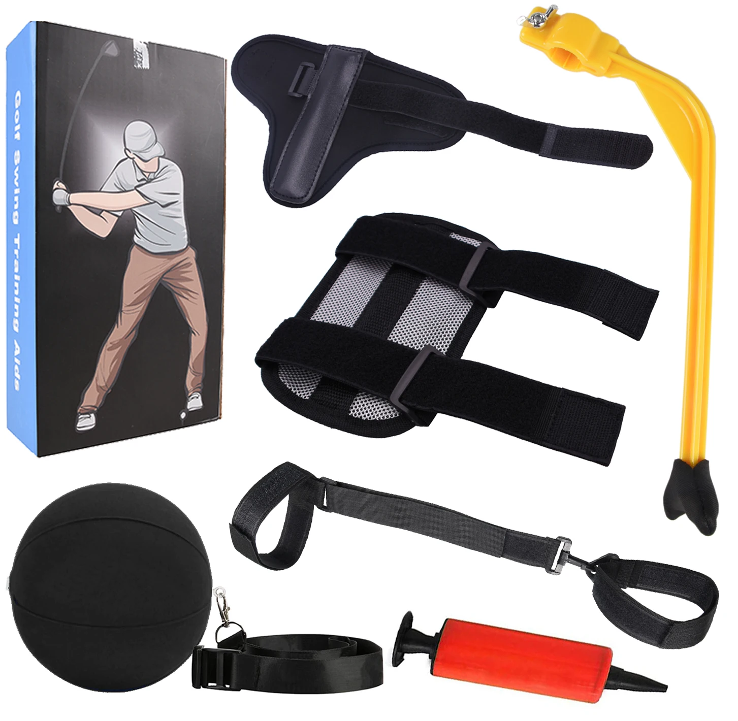 Golf Swing Training Aids Arm Band, Elbow Correction, Wrist Hinge Trainer, Wrist Brace Band, Leg Rod Corrector,Swing Trainer Band