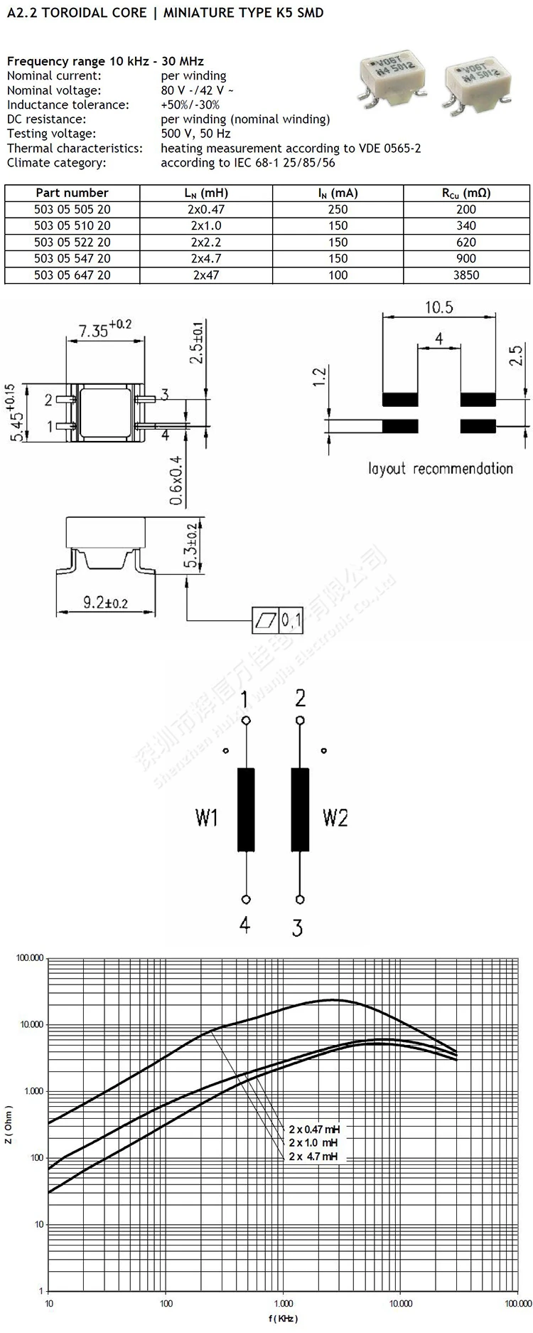 Original New 100% 5030550520 SMD micro 470uh 0.25A switching power supply common mode inductor filter