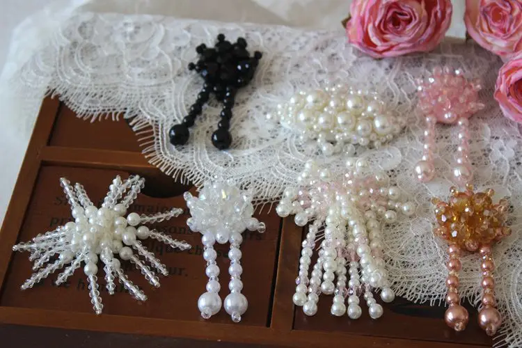 Fashion Handmade Bead Patch Hanging Beads 3D Clothing Patch Cloth Stickers DIY Accessories Home Sweater Coat Decoration
