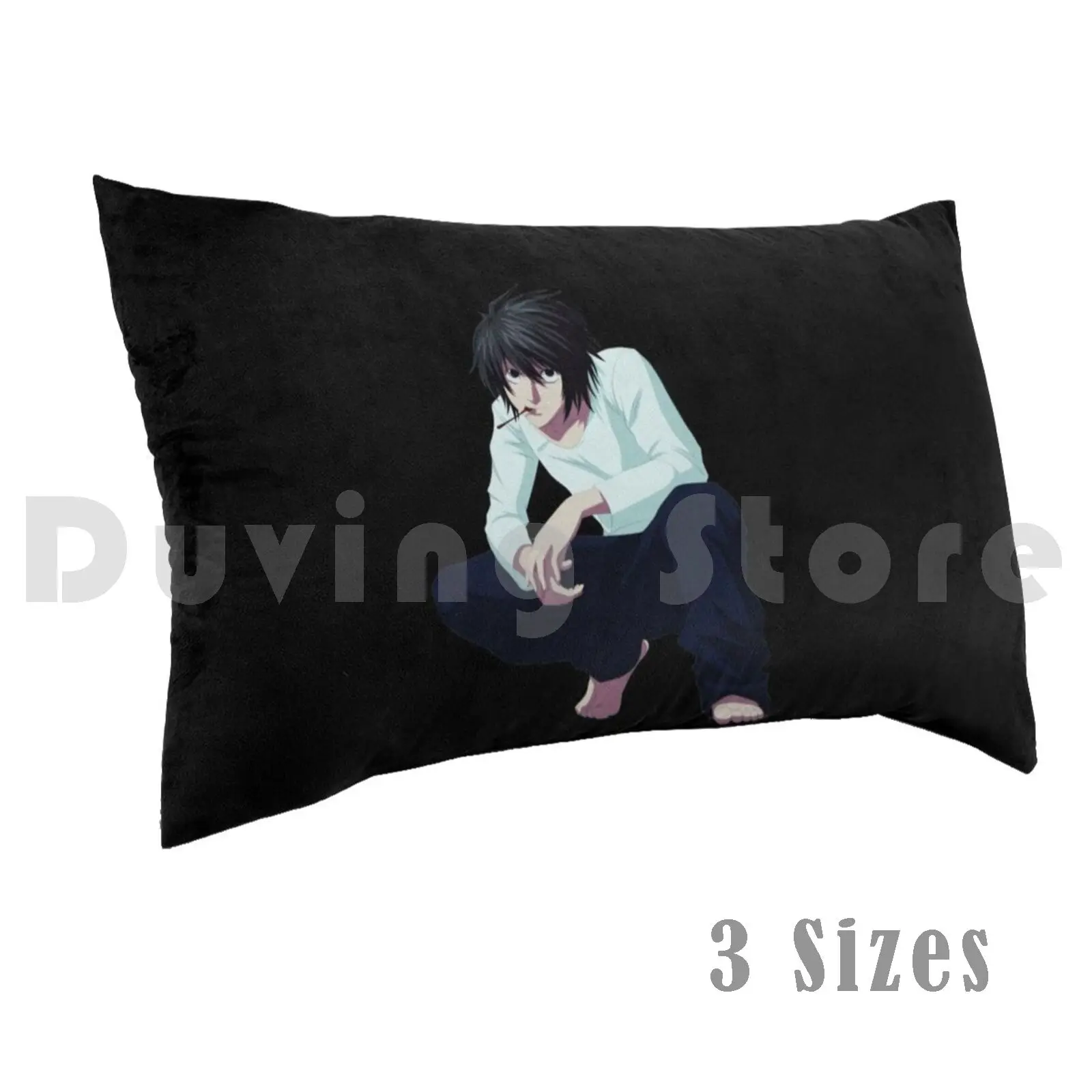 Funda de almohada L en posición sentada típica impresa 35x50 Death Note Shinigami Anime Light Japón dibujos animados Dios de