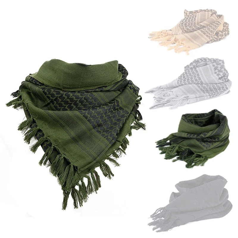 Cotton Scarf  Tactical Desert Keffiyeh Head Neck Scarf Arab Wrap Tassel Warm Cold-proof Scarf Thickened Breathable Windproof