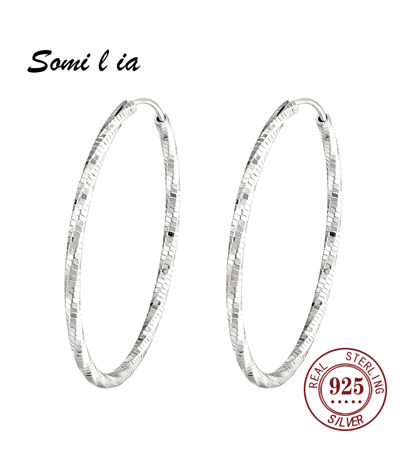 Somi Lia Neue Kollektion 100% 925 Sterling Silber Farbige Leuchtende Klare CZ Kreisförmige Creolen für Damen Mode-Ohrringe Schmuck – Detail 1