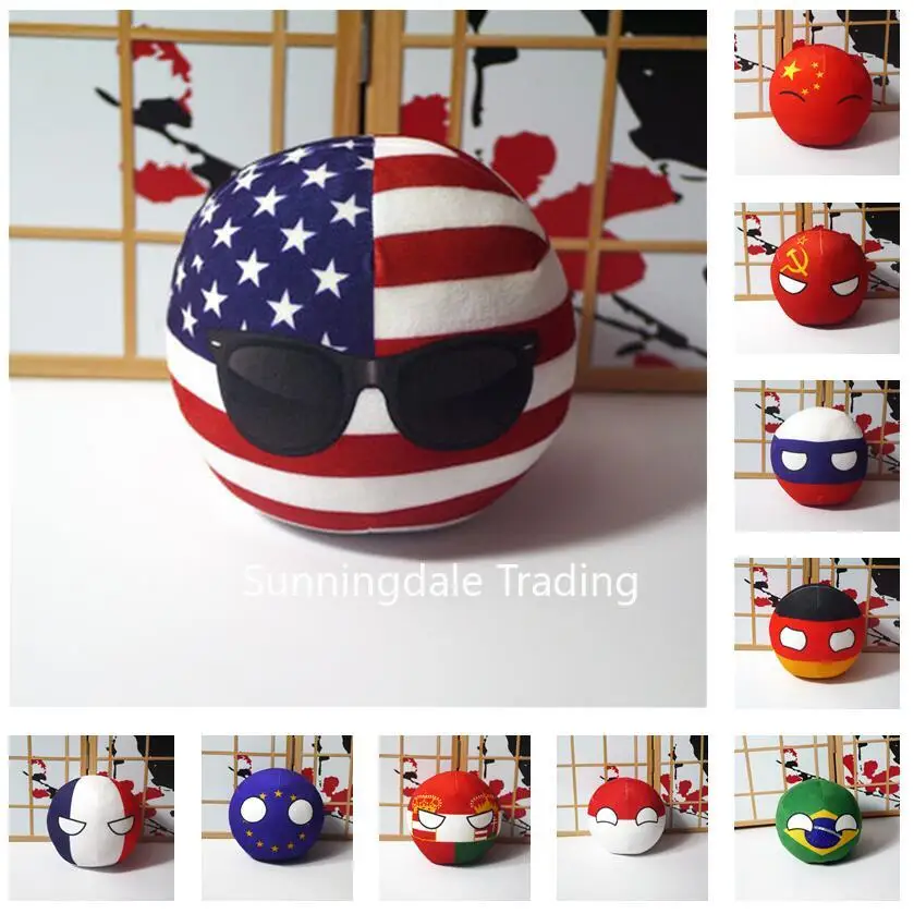 

Polandball Plush Doll Countries National US RU Ball Toy Brazil Portugal Mexico Countryball Football Cosplay Pendant Keychain 9cm