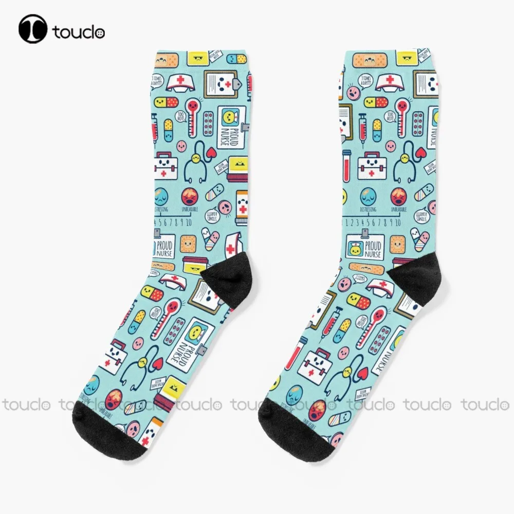 New Proud To Be A Nurse / Surface Pattern Design / Blue Socks Men'S Slipper Socks Personalized Custom Unisex Adult Socks