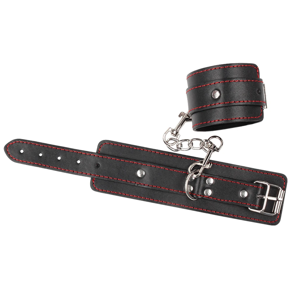 Sex HandCuffs Black PU Leather Redline bondage restraints Foot cuffs bdsm sex toys for couples juguetes eroticos adult products