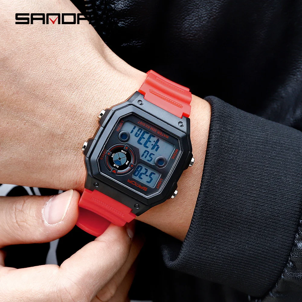 SANDA Brand Men Sports Watches Fashion Chronos Countdown Men\'s Waterproof LED Digital Watch Man Military Clock Relogio Masculino