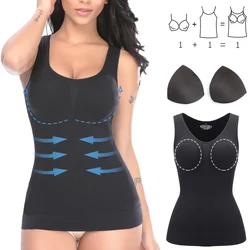Womens Tank Tops Camisole with Built in Padded Bra Vest Cami Shelf Bra Casual Wide Strap Tank Top with Built in Removable Bra
