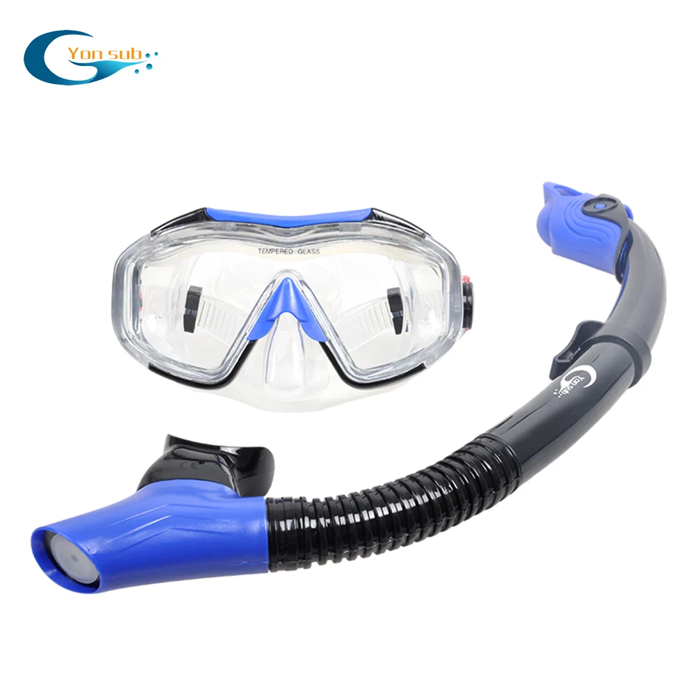 

Scuba Diving Swimming Mask Set, Anti-Fog, Underwater Snorkeling Equipment, Four Lens Wide Vision Mask, Easy Breath Dry Snorkel