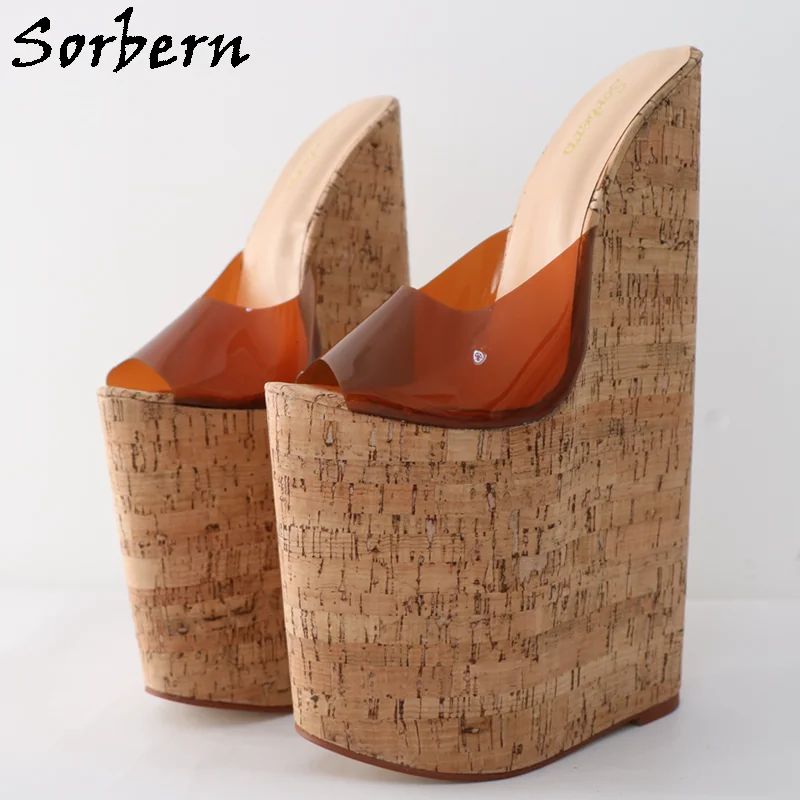 

Sorbern 30Cm Extreme High Heel Sandals Drag Queen Slim Fit Platform Wedges Transparent Pvc Crok Open Toe Size 42 Shoes Fetish