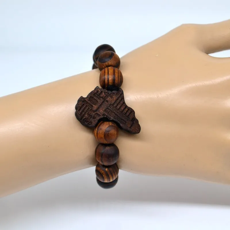 New Africa Map Wood Beads Charm Bracelets Party Gift Fashion Jewelry