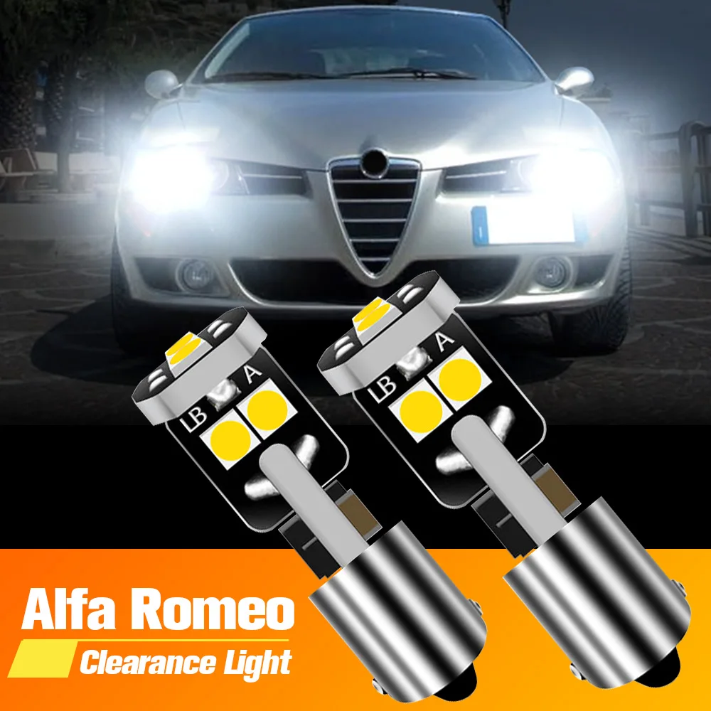 2 pçs led luz de folga lâmpada de estacionamento h6w bau9s 64132 canbus sem erro para alfa romeo 147 2000-2004 156 166 gt