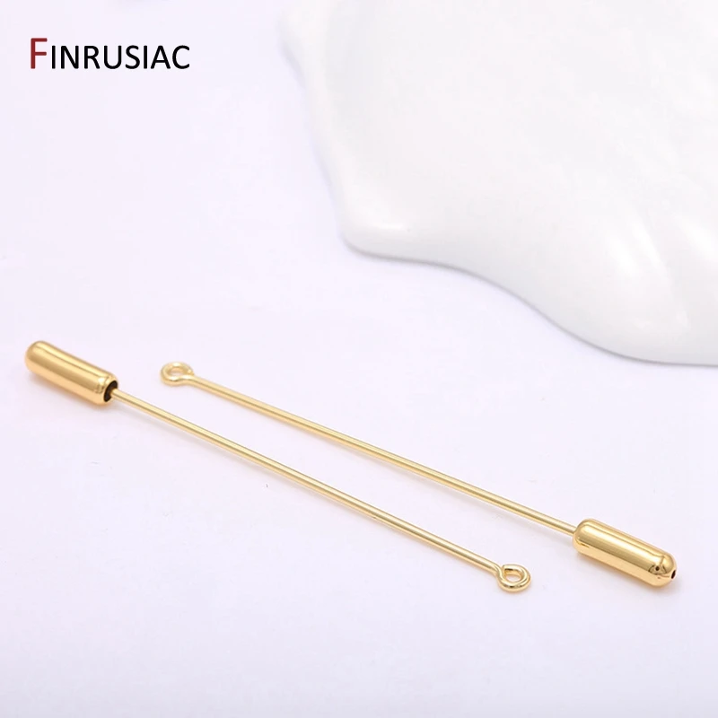 14K Real Gold Plated 65mm Safety Pins Stopper Loop Brooch Base for DIY Brooch Jewelry Making Supplies