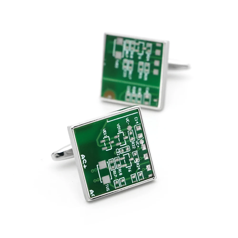 iGame New Arrival Fashion Cuff Links Green Color Circuit Board Design Quality Brass Material Men's Cufflinks Wholesale & Retail