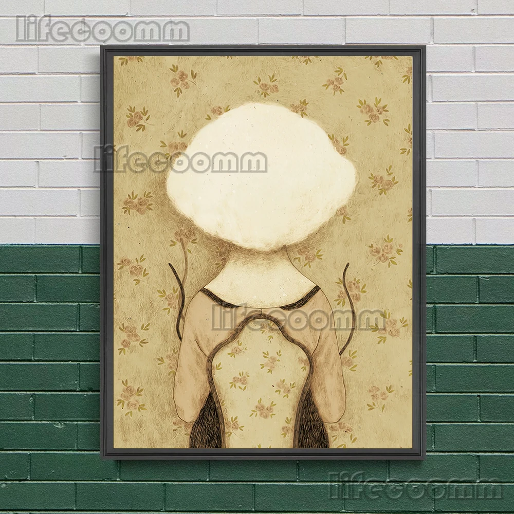 مجردة الحديثة ملصق فني الخفافيش والزهور والفتيات والنباتات الرسم على لوحات القماش الجدارية الديكور لغرفة المعيشة الفن طباعة غير المؤطرة