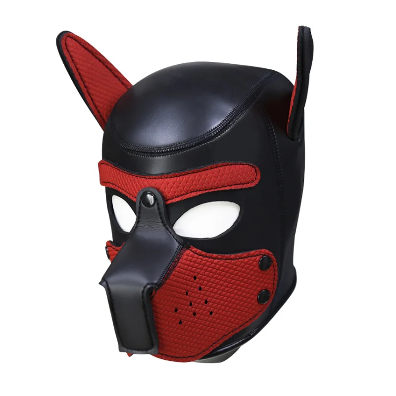 

Fetish Head Mask BDSM Bondage Restraints Leather Pet Role Play Erotic Latex Rubber Dog Hood Mask Puppy Cosplay For Adult Games