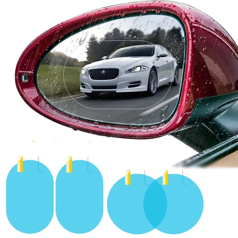 2 Pcs 150mmX100mm Car Waterproof Antifogging Film Rear View Mirror Water Resistant Water Mask Rearview Rainproof Film