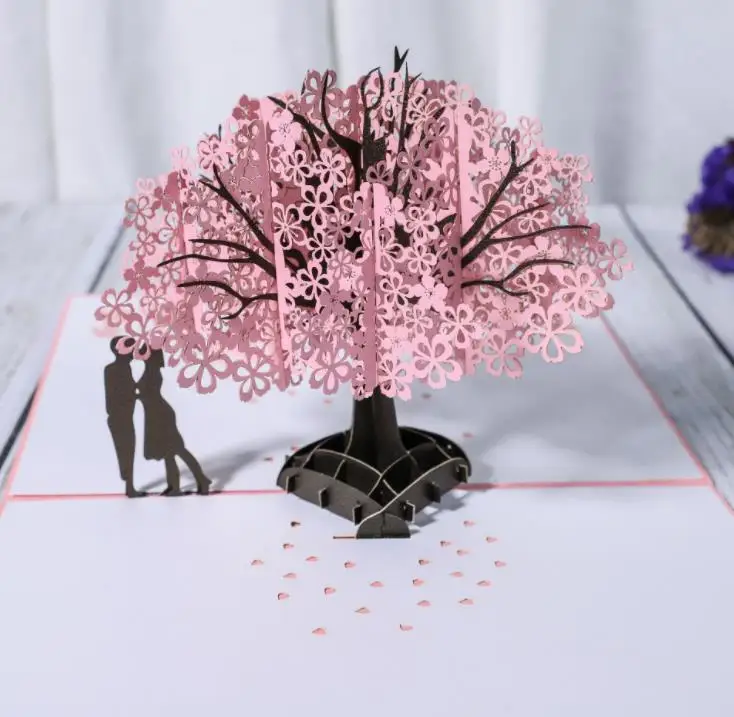 3D Anniversary Card/Pop Up Card Red Maple Handmade Gifts Couple Wedding Party Love Valentines Day Greeting Card  SN3715