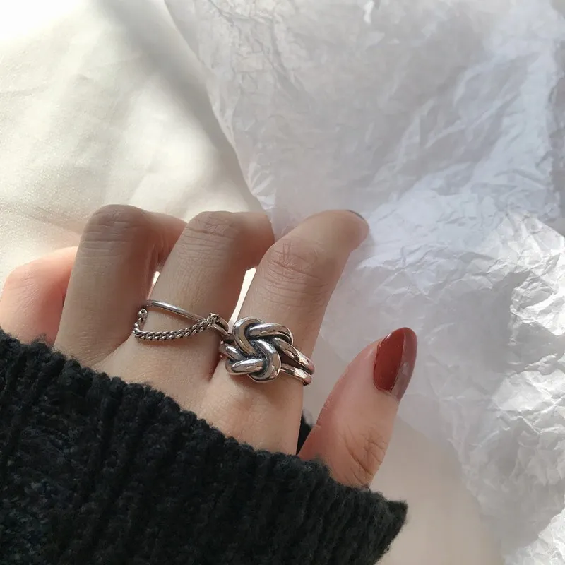 

Korean Retro Silver Plated Couple Ring New Fashion Creative Pendant Geometry Retro Punk Party Jewelry Ring Lady Gift