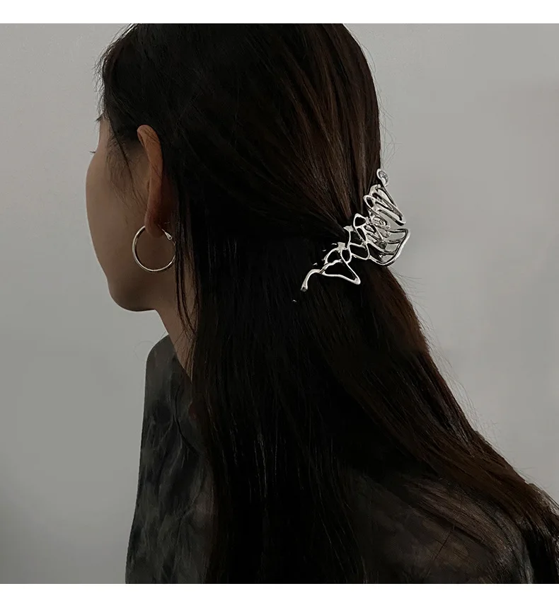 Persönlichkeit geometrische design flüssigkeit form klaue-stil haarnadel weibliche spezielle-förmigen disc haar starke nicht-slip große greifen clip – Detail 9