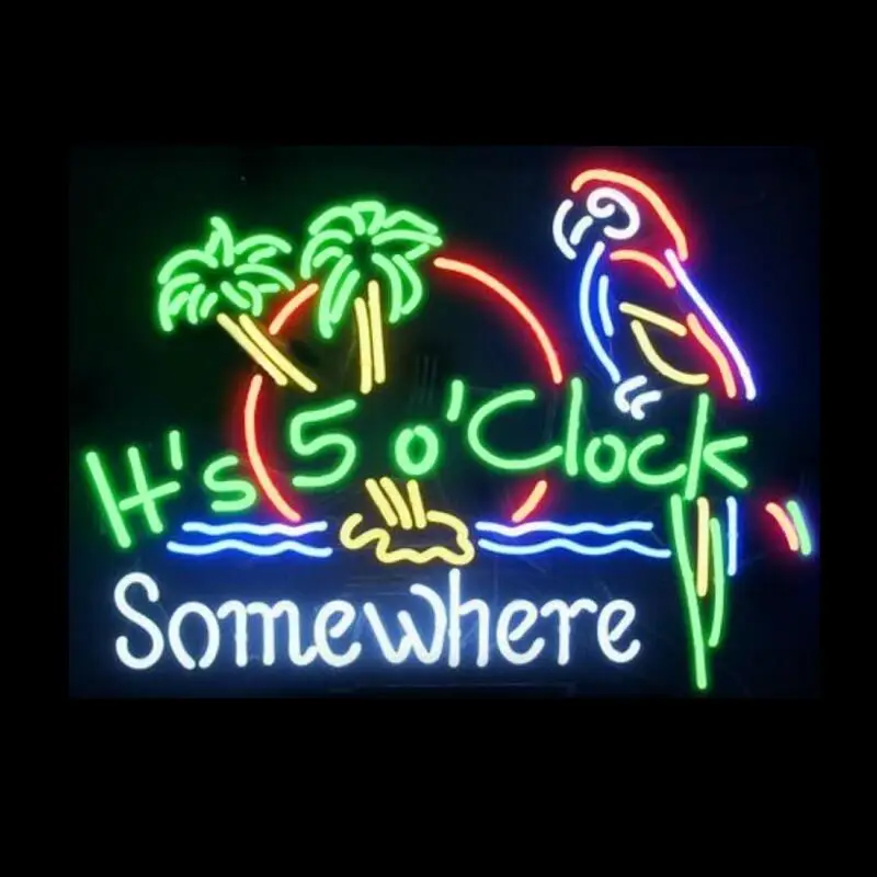 Custom It's 5 O'clock Somewhere Glass Neon Light Sign