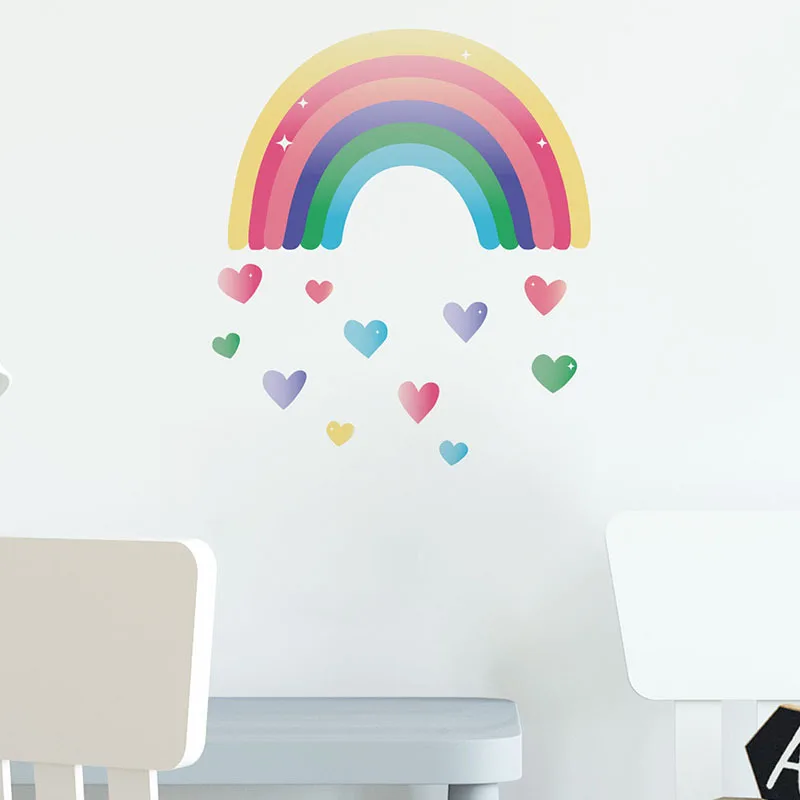 

Cartoon Little Heart Rainbow Wall Sticker Kids Room Decoration Decals Living Room Bedroom Nursery Decor Colored Removable Mural