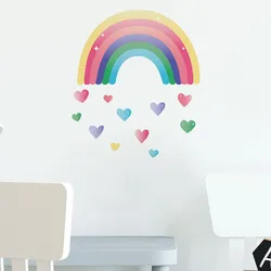 Cartoon Little Heart Rainbow Wall Sticker Kids Room Decoration Decals Living Room Bedroom Nursery Decor Colored Removable Mural