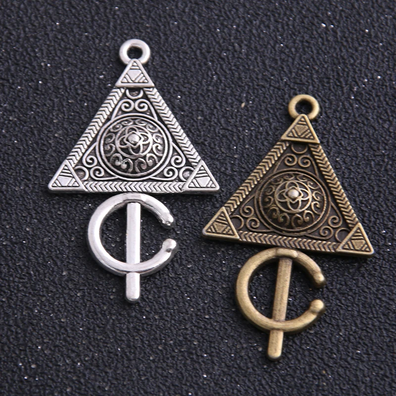 6PCS 2 Size Metal Alloy Two Color Geometry Triangle Charms Pendants for Jewelry Making DIY Handmade Craft