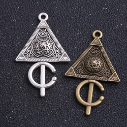 6PCS 2 Size Metal Alloy Two Color Geometry Triangle Charms Pendants for Jewelry Making DIY Handmade Craft