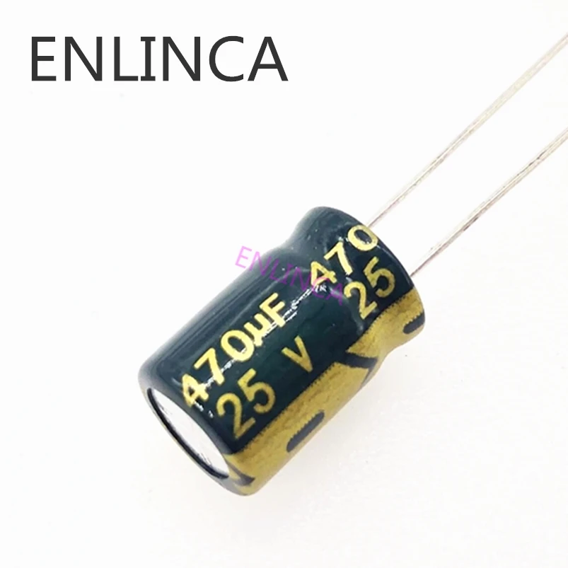 

30pcs/lot T10 25V 470UF Low ESR/Impedance high frequency aluminum electrolytic capacitor size 8*12 470UF25V 20%