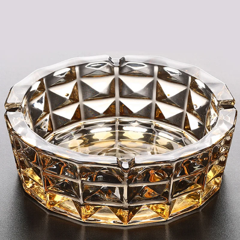 Amber Golden Ashtray Creative Lead-free Crystal Glass Home Living Room Office Light Luxury Accessories